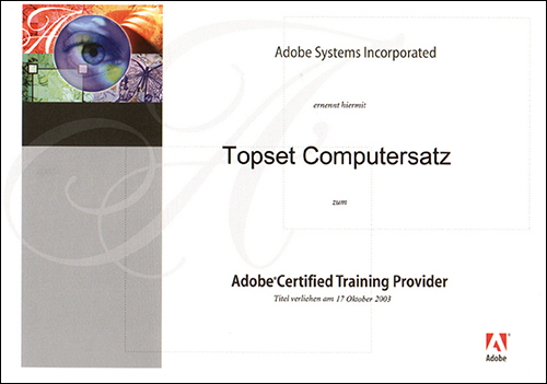 topset ist seit 2003 autorisierter Adobe-Trainingspartner.